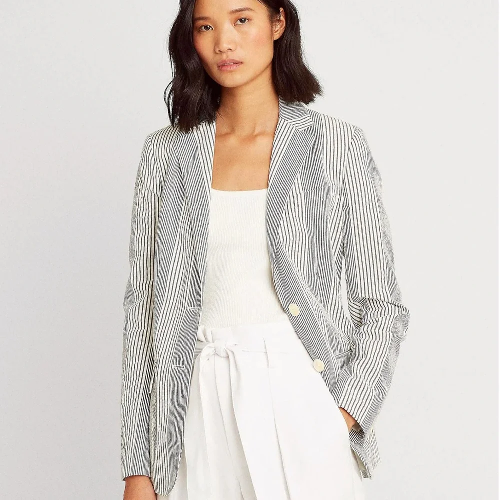 New Ralph Lauren Seersucker Cotton Sartorial Blazer jacket